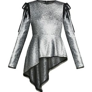 BCBG Maxazria Shilow Sequin Peplum Top